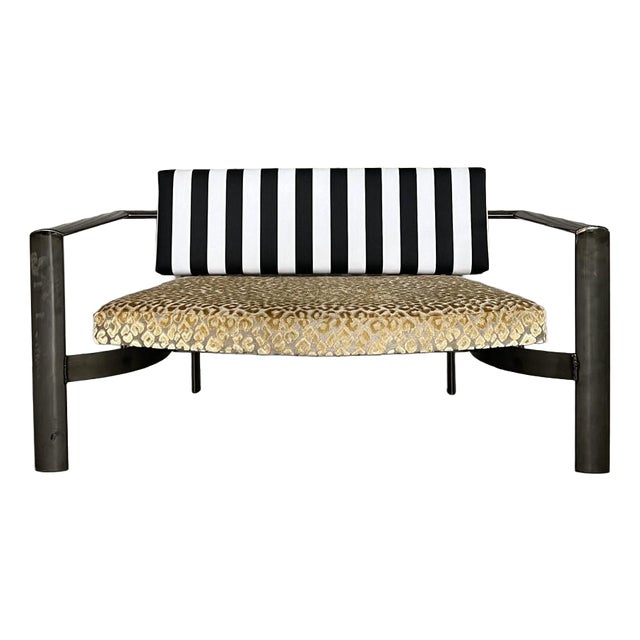 Loveseat in Steel and Upholstery, Netherlands, 1980s For Sale