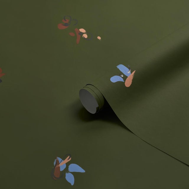 Schumacher SAMPLE - Schumacher x Backdrop La Belle Wallpaper In Olive For Sale - Image 4 of 4