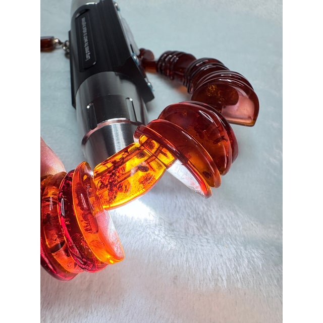 Vintage Baltic Amber Slab Necklace | 53.3g Hand‑Cut Cognac Amber | Sterling Clasp For Sale - Image 15 of 18