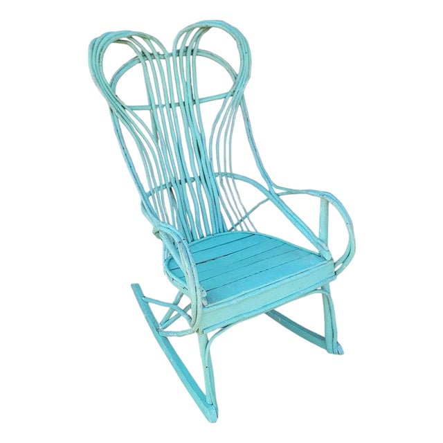 19Thc Original Green Painted Bentwood Rocking Chair For Sale