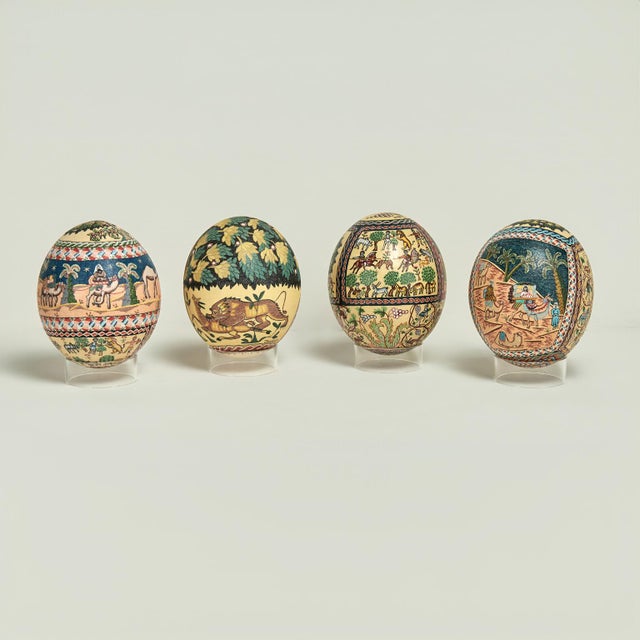 Green Vintage Moroccan Decorated Ostrich Egg For Sale - Image 8 of 8