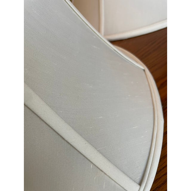 Pair of Large Late 20th Century Ivory Shantung Silk Lampshades For Sale In Atlanta - Image 6 of 12