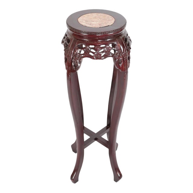 High Chinese Table in Rosewood with Marble For Sale
