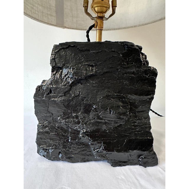 Charcoal / Black Coal Stone Lamp For Sale - Image 12 of 12