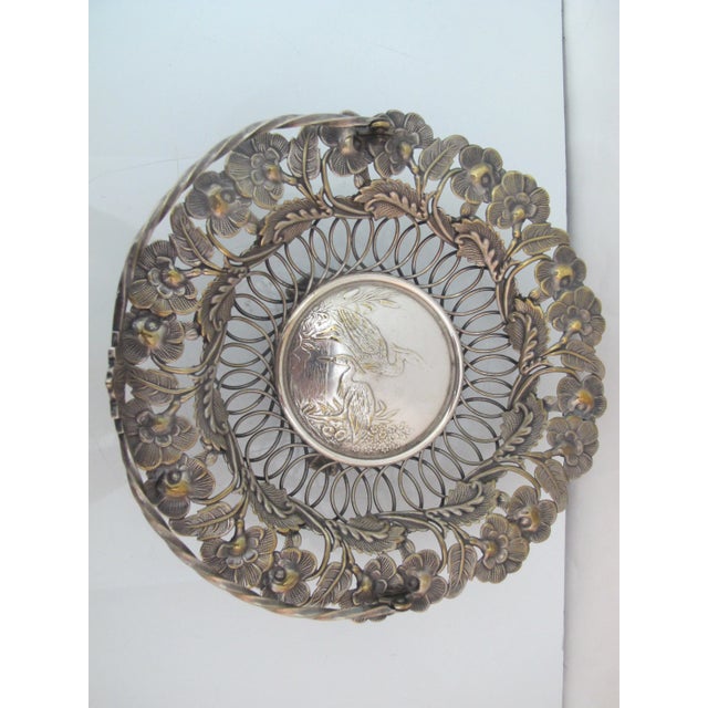 Antique Schiffers & Co Silverplate Bridal Basket Crane & Flower Pattern For Sale In Portland, OR - Image 6 of 8