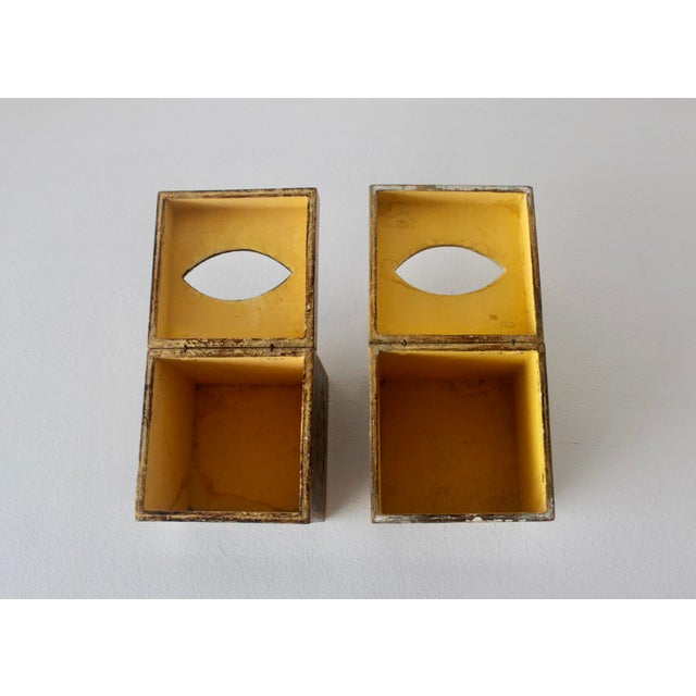 Vintage Hand-Made Italian Florentine Tissue Box Cover Gold White Black Mid-Century- A Pair For Sale - Image 10 of 11