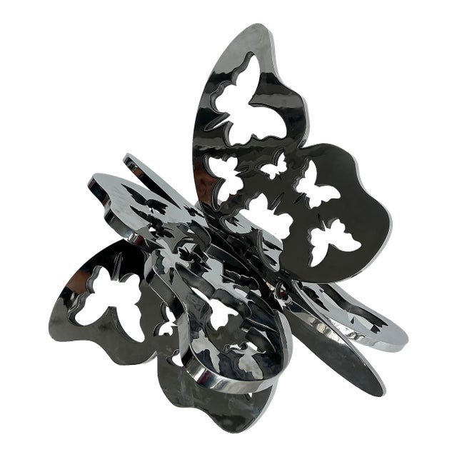 Monumental Stainless Steel Butterfly Sculpture in Two Parts by Michael Gitter For Sale