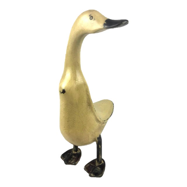 Hand Crafted Artisan Carved Wood Duck For Sale