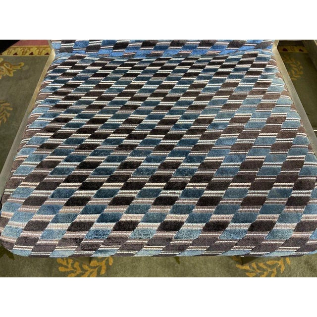 1970s Stainless Steel and Velvet Chairs, 1970s, Set of 6 For Sale - Image 5 of 9