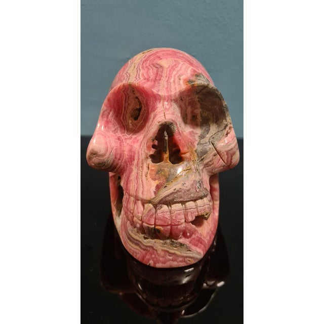 Skull in Rhodochrosite Mineral For Sale - Image 13 of 18