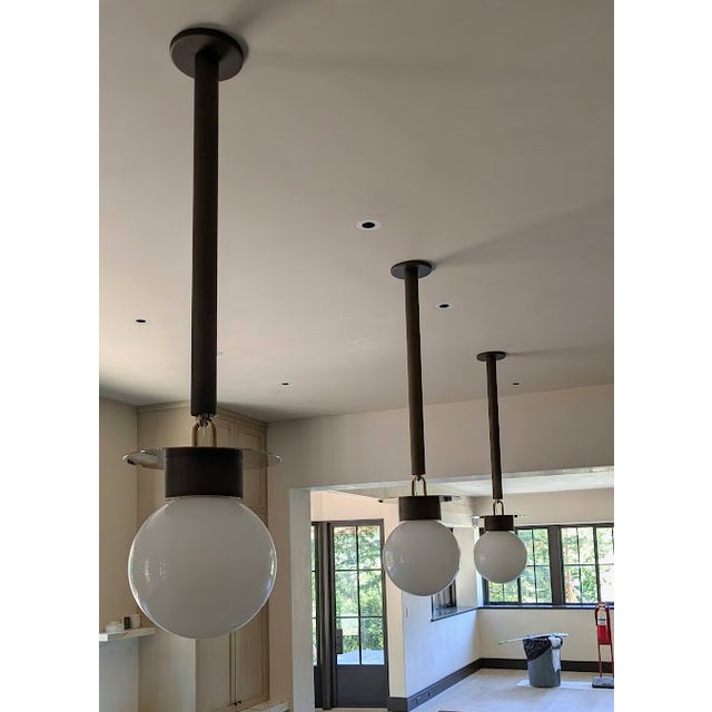 2020s Urban Electric Co. Pipe Hang Opal Glass Pendant Light For Sale - Image 5 of 5