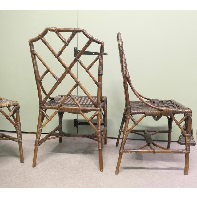 Wood Vintage Chinese Chippendale Angraves Bamboo Plantation Chairs, 1930, Set of 10 For Sale - Image 7 of 9