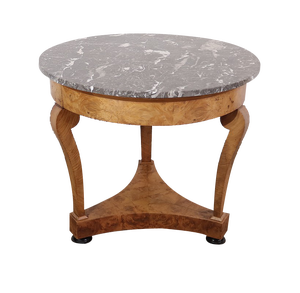 Early 19th Century Restoration Era Walnut Pedestal Table with Marble Top