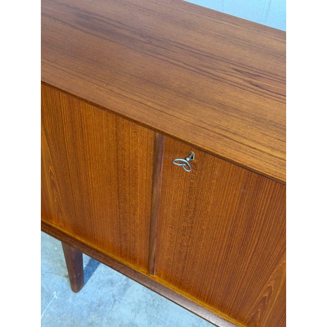 Brown Teak Sideboard Credenza With Tapered Legs Crafted in Norway Mid-Century Modern 1960s For Sale - Image 8 of 10