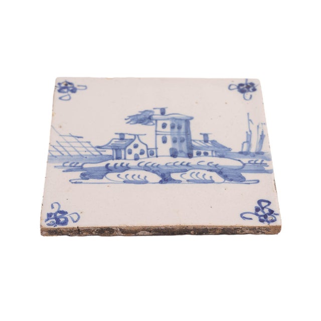 Ceramic Pair of Delft Faience Tiles in Cobalt Blue, C. 1700's For Sale - Image 7 of 8