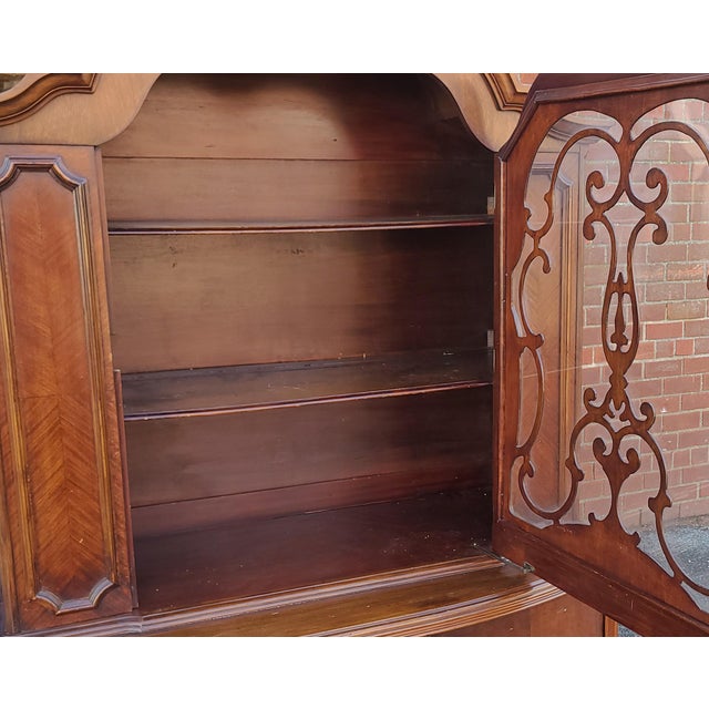 1920s Antique Jacobean Style Walnut Dining Room China Cabinet | Chairish