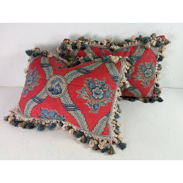 Vintage Brunschwig & Fils French Country Cotton Print Pillows/Pair For Sale In Philadelphia - Image 6 of 10