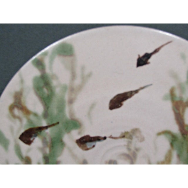 Ceramic 1970s Signed Abstract Fish Studio Pottery Decorative Plate For Sale - Image 7 of 13