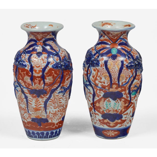 Pair Antique Small Imari Vases For Sale - Image 4 of 7