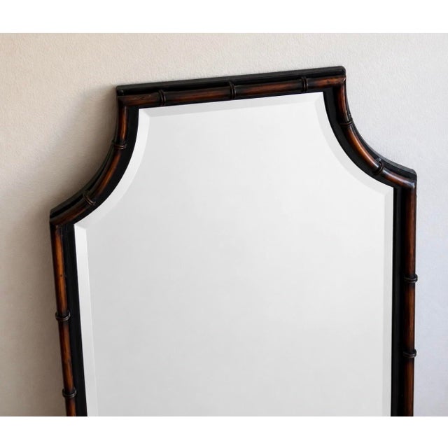 Chinoiserie Pair of Uttermost Faux Bamboo Pagoda Wall Mirrors | Hollywood Regency Chinoiserie For Sale - Image 3 of 7