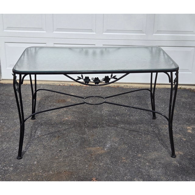 Meadowcraft Vintage Wrought Iron Outdoor Table For Sale - Image 4 of 7