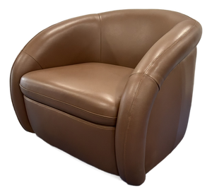 Modern Brown Leather Swivel Chair