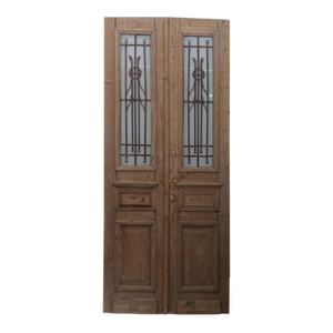 Late 19th Century Double French Doors With Metal/Glass - A Pair