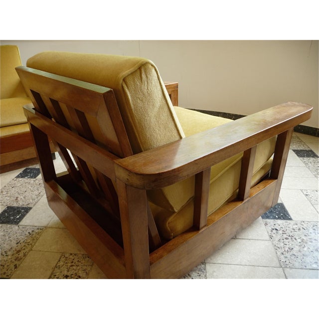 Antique Art Deco Cubic Shaped Armchairs in Walnut and Velvet, Germany, 1920s, Set of 2 For Sale - Image 11 of 18