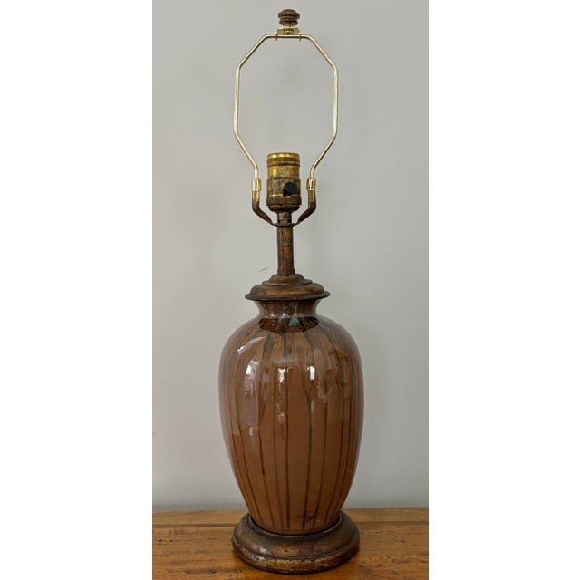 Brown 1960s Mid-Century Studio Pottery Table Lamp For Sale - Image 8 of 8