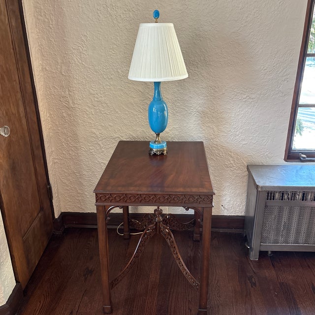Ethan Allen Chinese Chippendale Lamp End Table For Sale - Image 12 of 12
