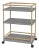 Tobias 24 in. W Outdoor Rattan and Metal 3 Tier Bar Cart, Gray/White Dot / Natural Rattan Frame For Sale