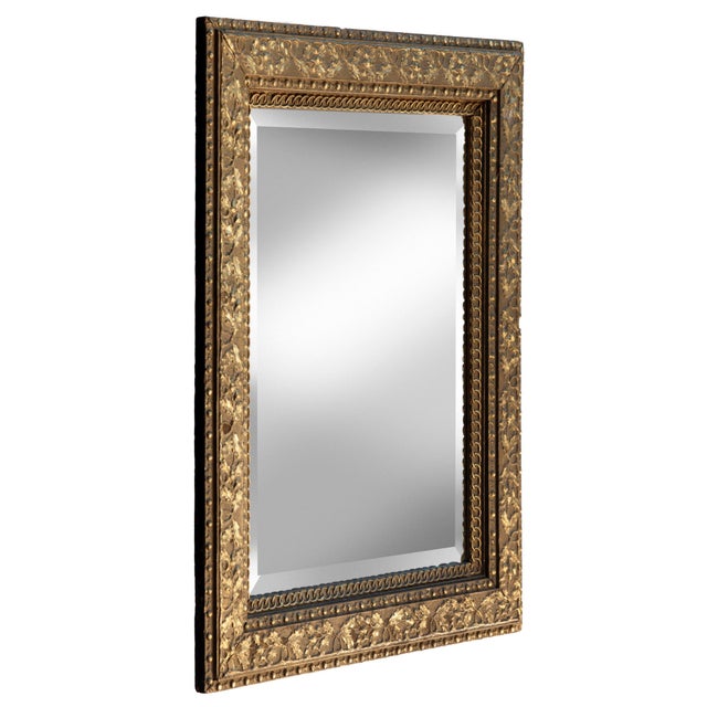 Arts & Crafts Victorian Gessoed Wood Mirror in Melon/Coral For Sale - Image 3 of 7