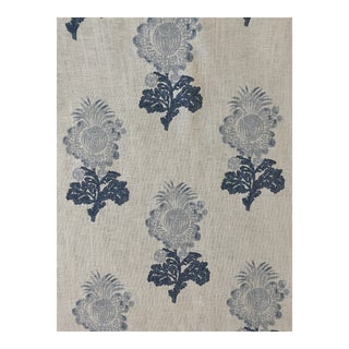 Thibaut Aldith Linen Blend Fabric in Blue 2 1/2 Yards For Sale