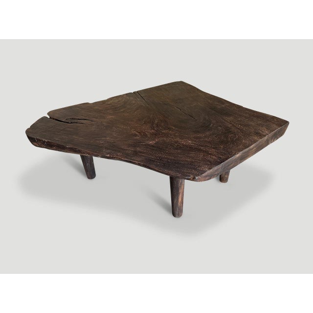 Andrianna Shamaris Single Charred Suar Wood Coffee Table For Sale - Image 4 of 5