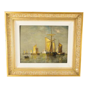 Dutch Oil Painting on Wood Panel by Paul Jean Clays