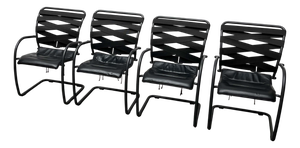 Italian Postmodern Cantilevered Canasta Armchairs by Heron Parigi for Heron Parigi Design, 1980s, Set of 4