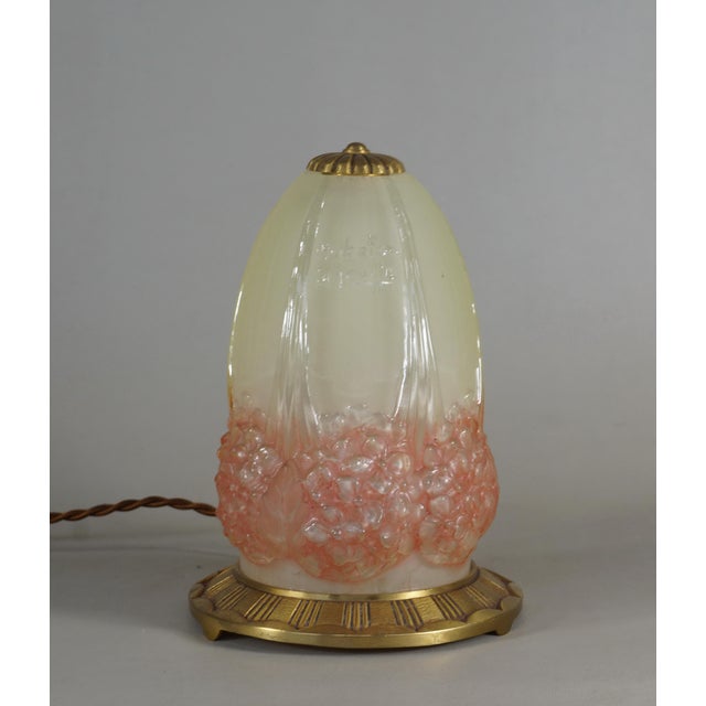 Hettier & Vincent A stunning French 1925 art deco night lamp by Hettier & Vincent in bronze or solid brass. The red and...