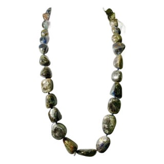 Gemstone Necklace Raw Saphire Deep Purples, Blues & Reds, Sterling Silver Clasp. For Sale