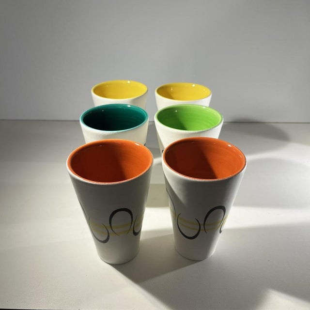 Ceramic Pitcher and Cups by André Baud for Vallauris, 1960s, Set of 7 For Sale - Image 13 of 15