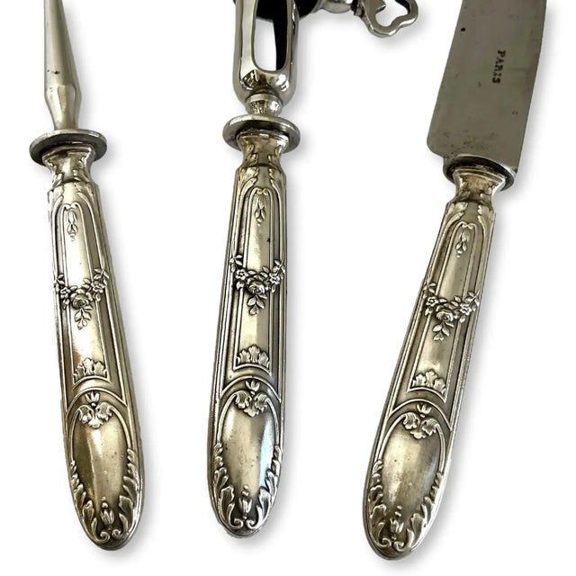 French Antique French Neoclassical Silverplate Carving Set — 3 Pieces For Sale - Image 3 of 7