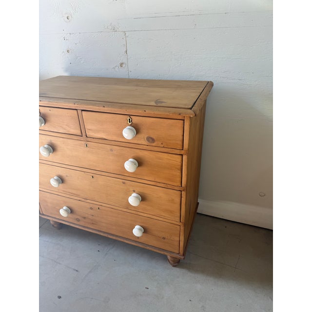 Tan Antique Pine Two Over Three Drawers - Chest of Drawers From England For Sale - Image 8 of 18