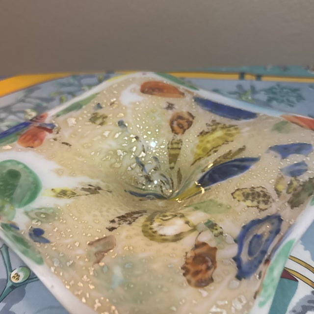 Mid-Century Modern Murano Style Aventurine and Millefiori Square Art Glass Dish For Sale In Minneapolis - Image 6 of 8