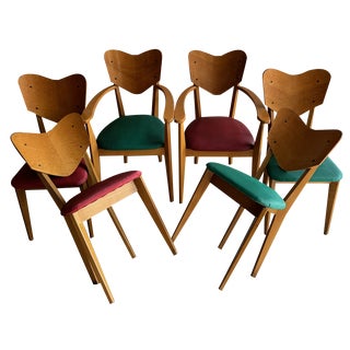 Heart Model Chairs by René-Jean Caillette, 1950s, Set of 6 For Sale