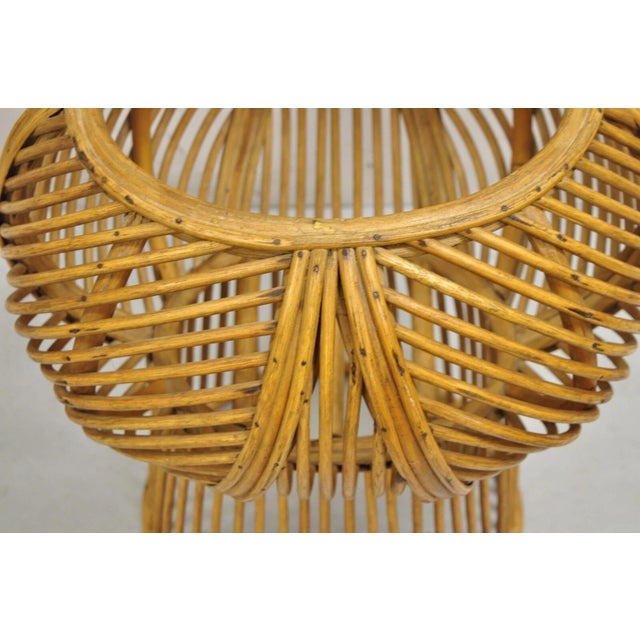 Brown Vintage Mid Century Modern Woven Wicker Franco Albini Style Rattan Plant Stand For Sale - Image 8 of 11