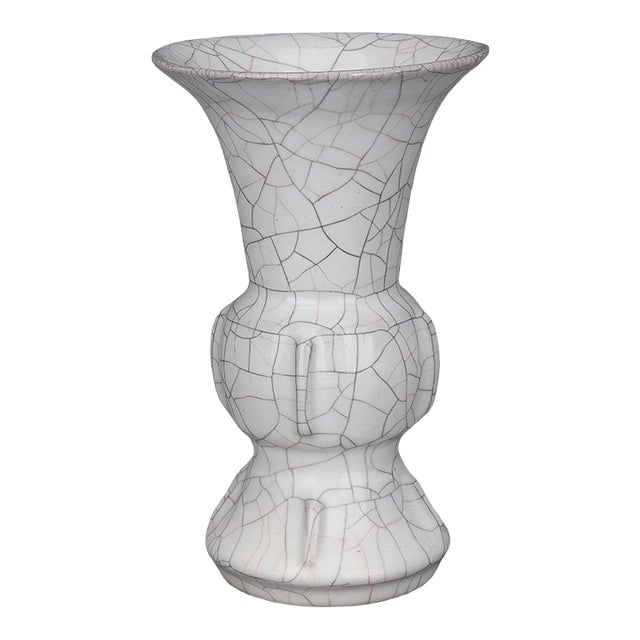Chinese Ceramic Vase Guan Ware Crackle Glaze Celadon Huagu Vase For Sale