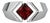 Square-Cut Garnet Architectural Silver Cocktail Ring, Size 7.5 For Sale