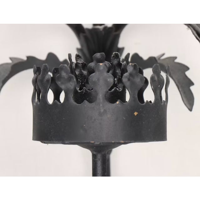 Mid 20th Century Mid-20th Century Gothic Wrought Iron 5-Light Wall Sconce With Coronet Cups For Sale - Image 5 of 6