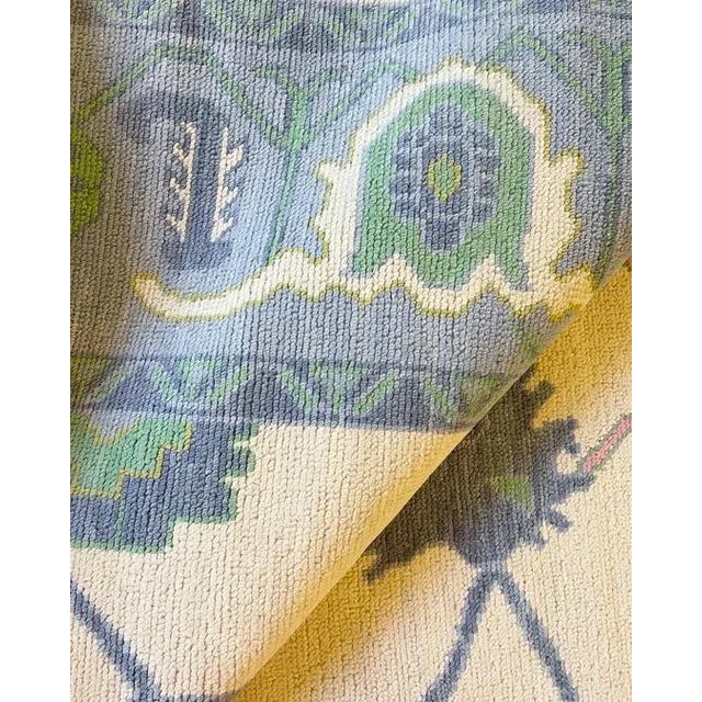 Traditional Modern Handknotted Oushak Rug in Periwinkle with Pops of Orange, Pink & Green, 10' x 14' For Sale - Image 3 of 6