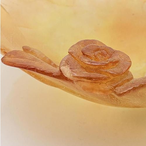 Art Glass Decorative Plate with Amber Roses from Daum, France, 1970s For Sale - Image 3 of 9