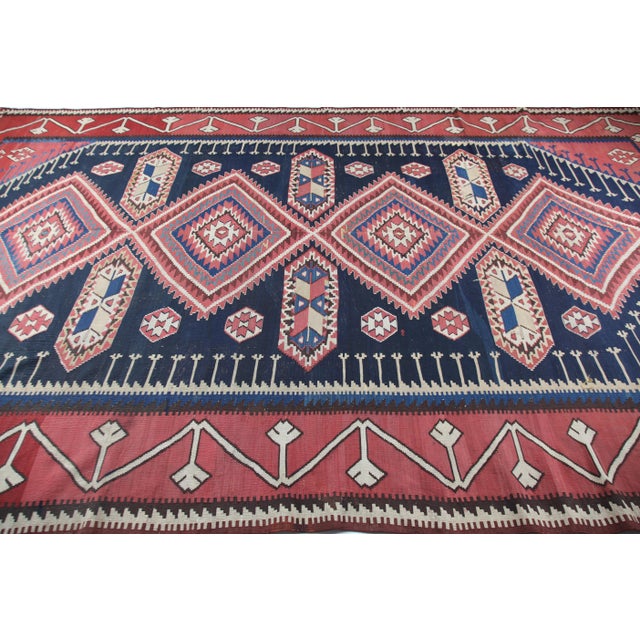Antique Collectore Caucasian Shirvan Handwoven Kilim Late 19c -7' 1'' X 12' 2'' For Sale In Tampa - Image 6 of 14